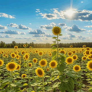 пейзаж поле подсолнухи